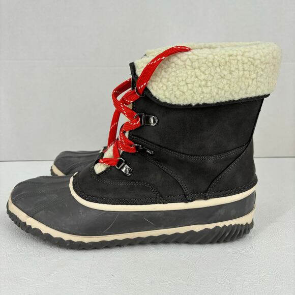 JBU Jambu Lizzy Duck Boot Size 10 Gray Waterproof Rubber Leather Faux Fur Lined - Picture 4 of 11